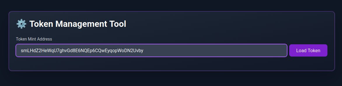 Image showing where to load the token